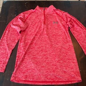 Under armour red heat gear 1/4 zip sweater small